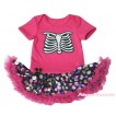 Halloween Hot Pink Baby Bodysuit Rainbow Skeleton Pettiskirt & Skeleton Rib Print JS4746